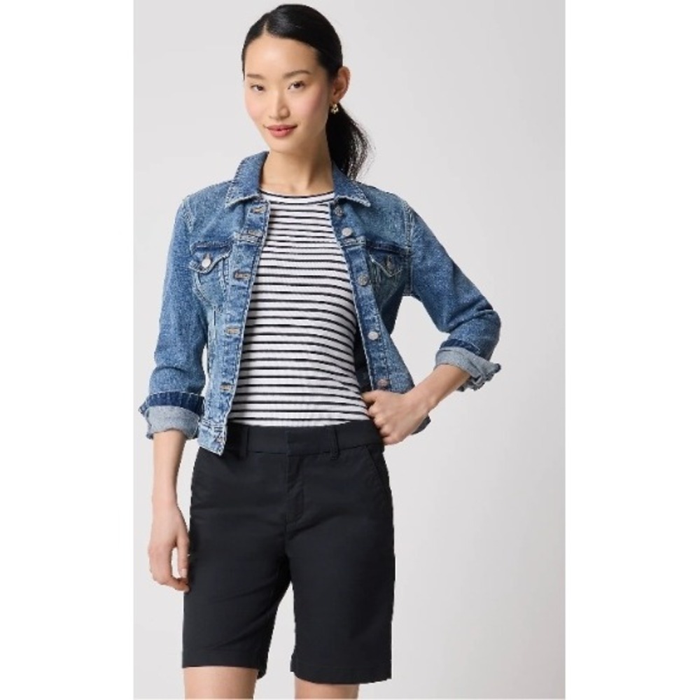 J.Crew Womens Navy Blue Chino Shorts Size 00 Stretch Cotton Bermuda NWT $70